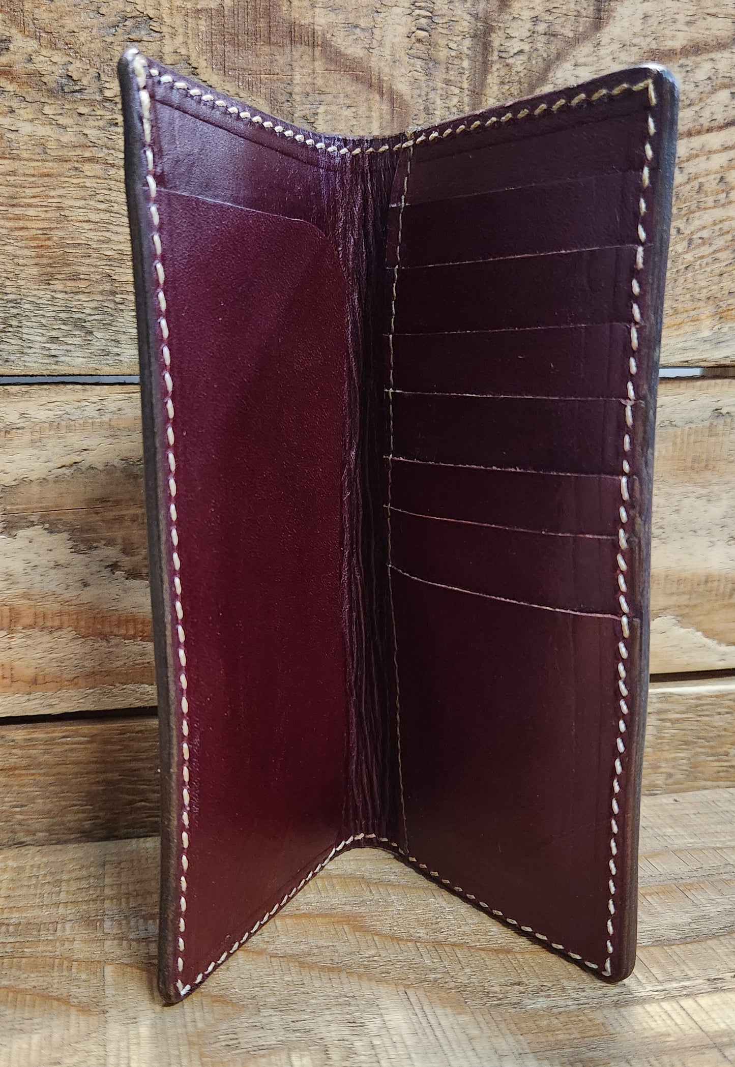 Roper Wallet with Geometric Tooling and Medium Brown Finish