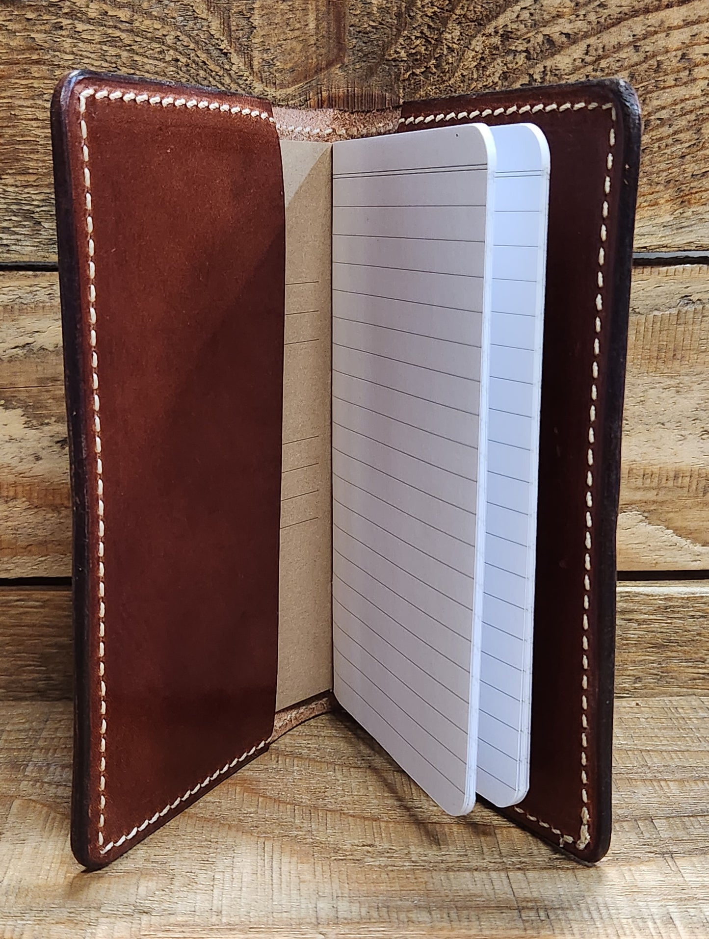 Field Notebook\ Tally Book Cover with Axe Head Basket Weave Tooling in an Antique Finish