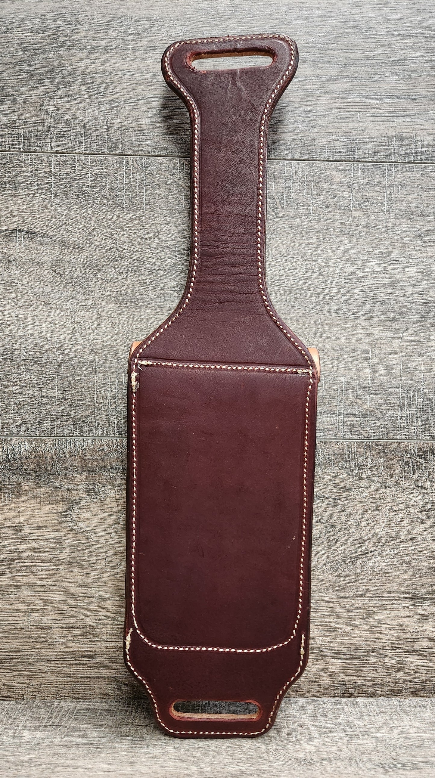 Leather Cell Phone/ Utility Case for Saddle with Geometrical Tooling in a Tan Finish