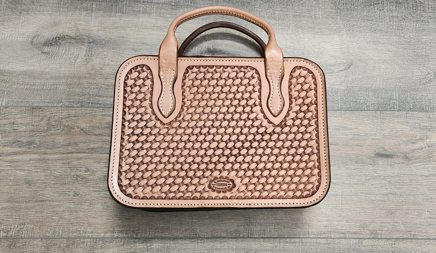 Floral Tooled Leather Padded Case in Tan Finish