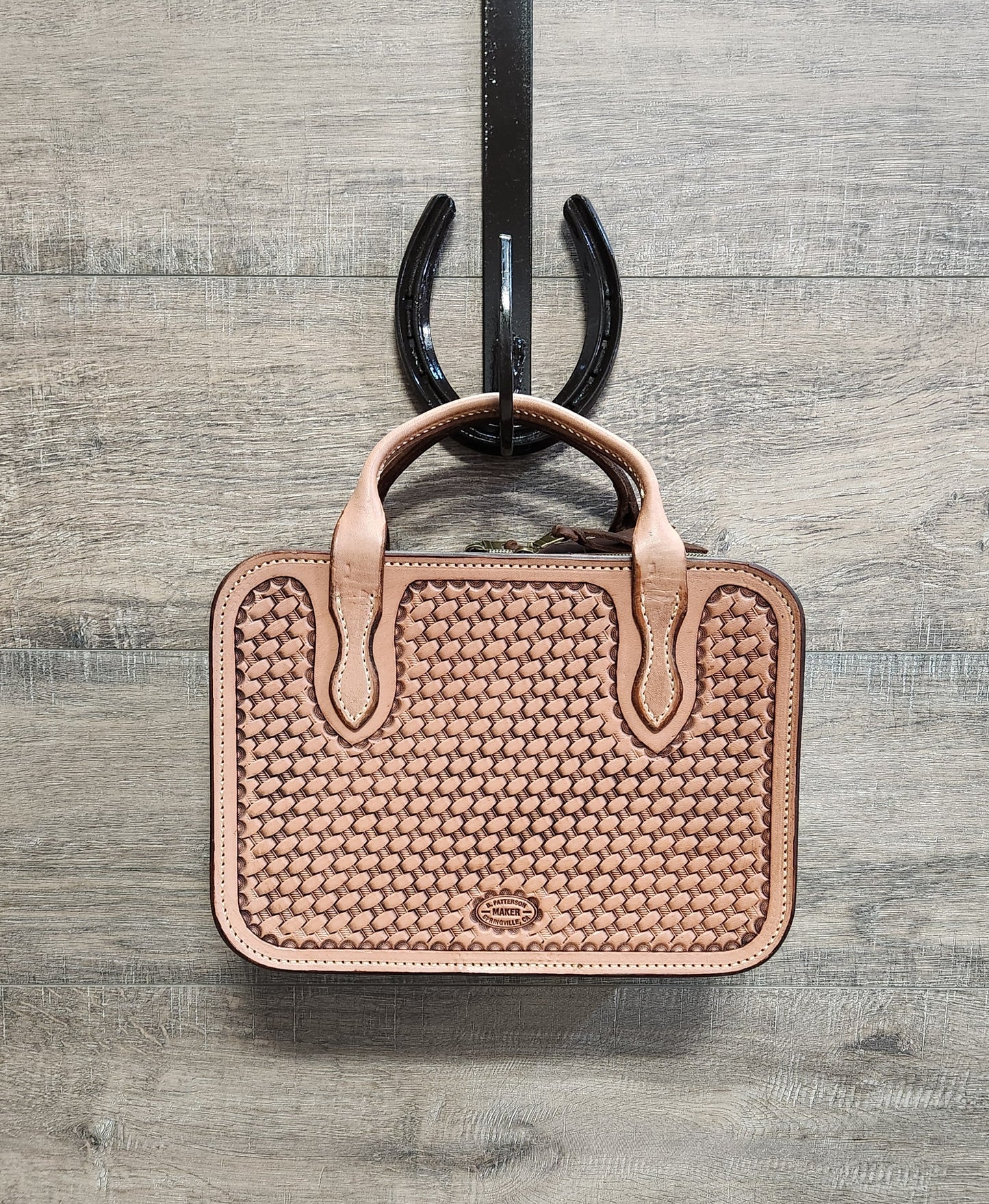 Floral Tooled Leather Padded Case in Tan Finish