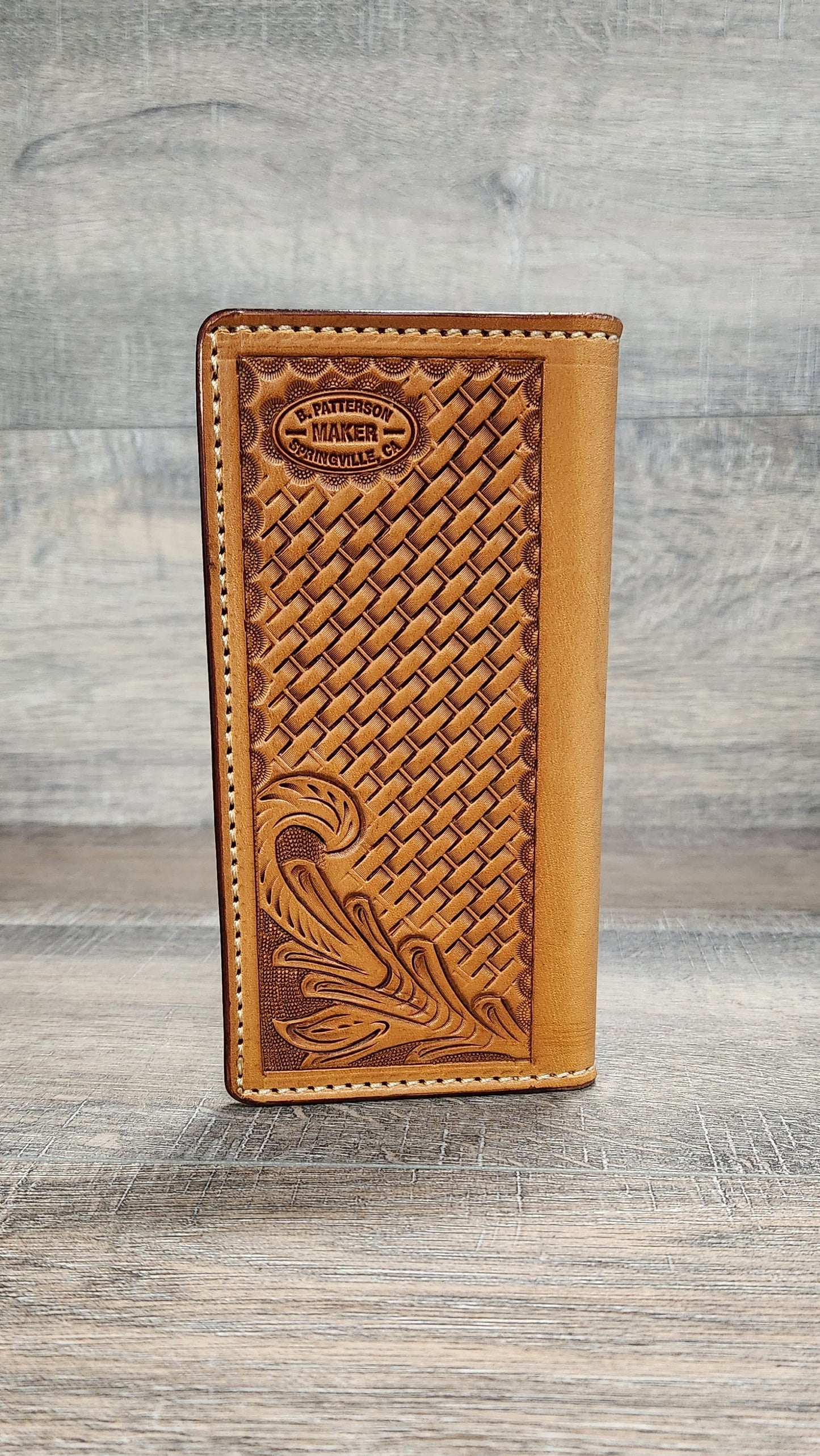Leather Roper Wallet with Floral Tooling