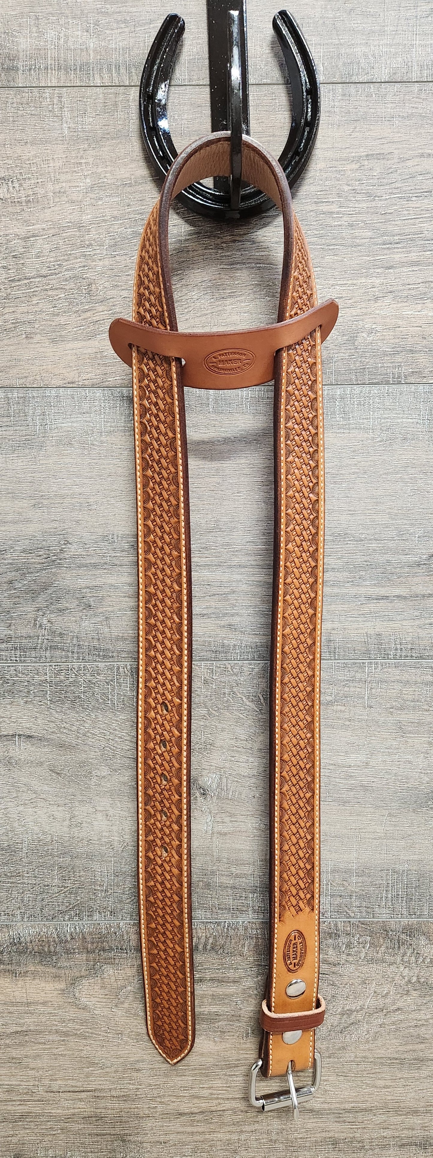 Basket Weave Tooled Belt with Tan Finish - Size 42