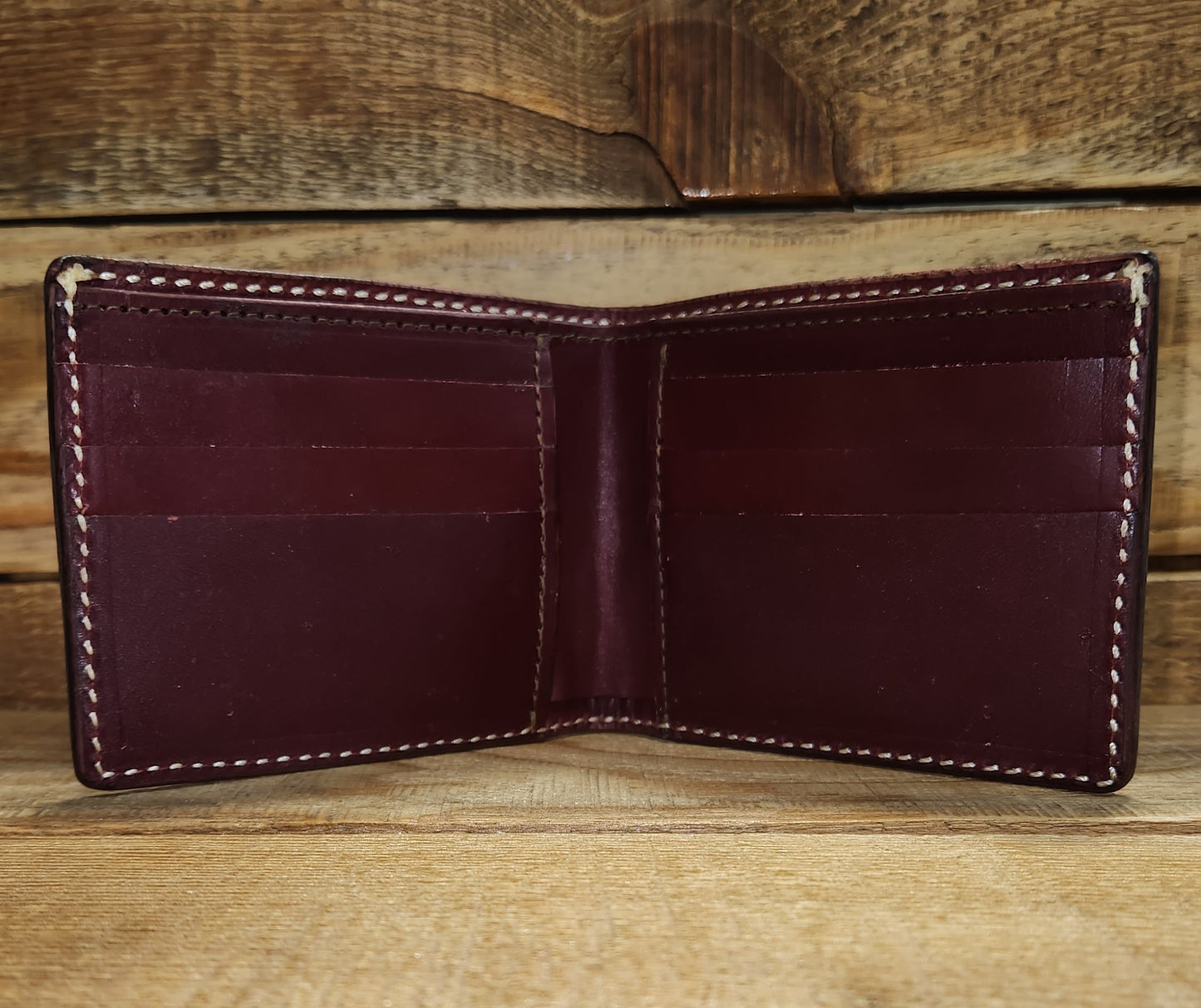 Bifold Wallet with Geometric Tooling in an Antique Finish