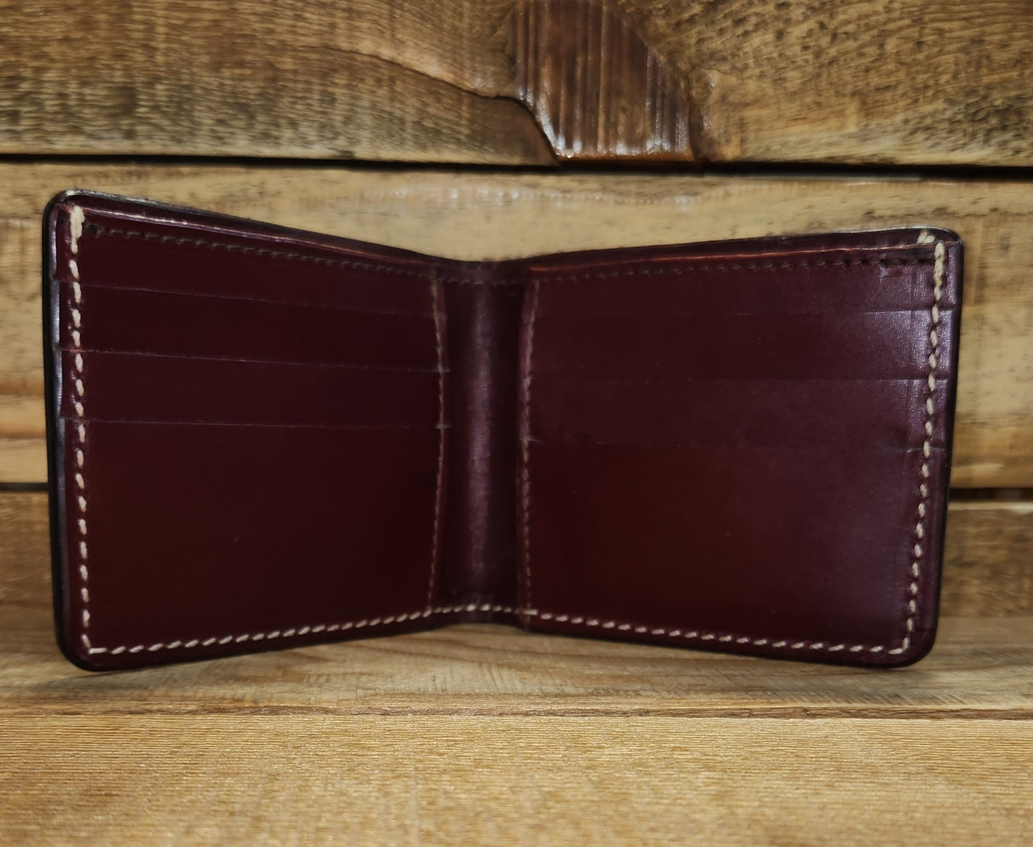 Bifold Wallet with Basket Weave Tooling in an Antique Finish