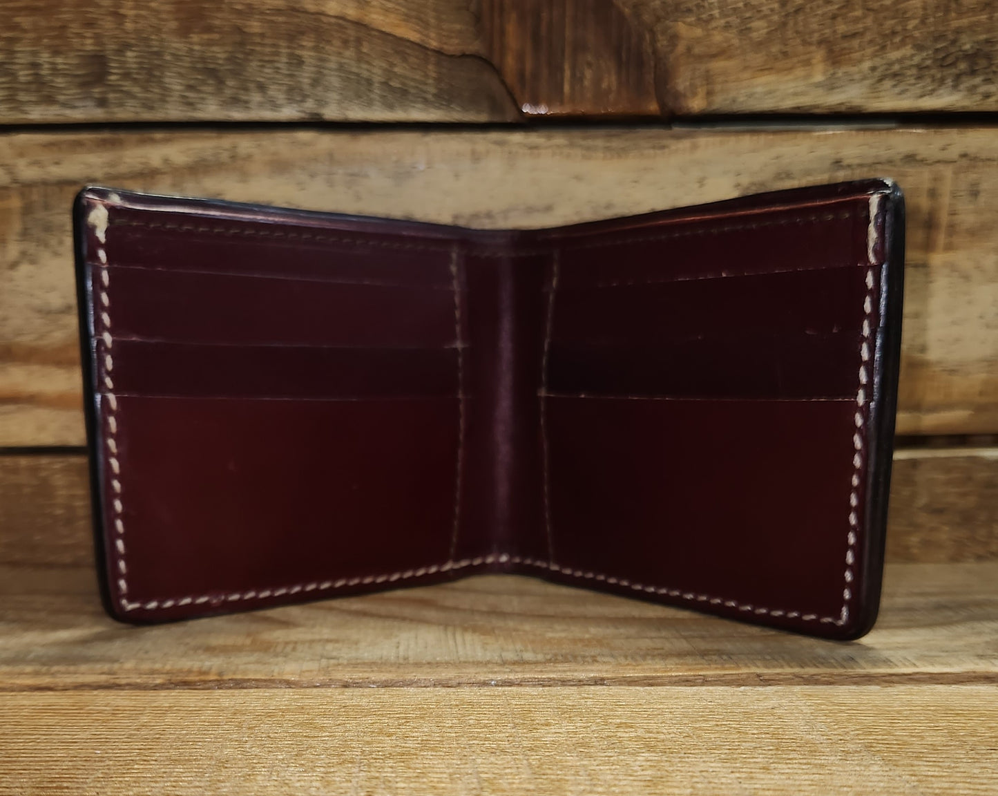 Bifold Wallet with Geometric Tooling in a an Antique Finish