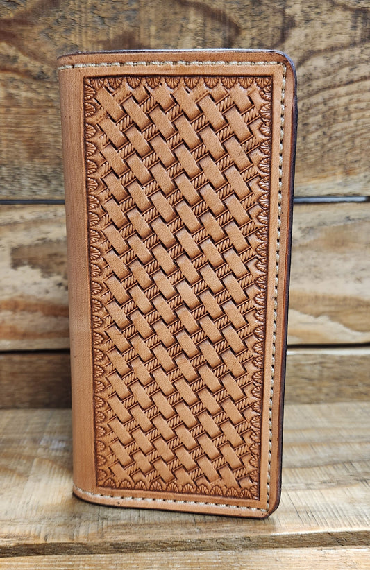 Roper Wallet with Basket Weave Tooling and Antique Finish