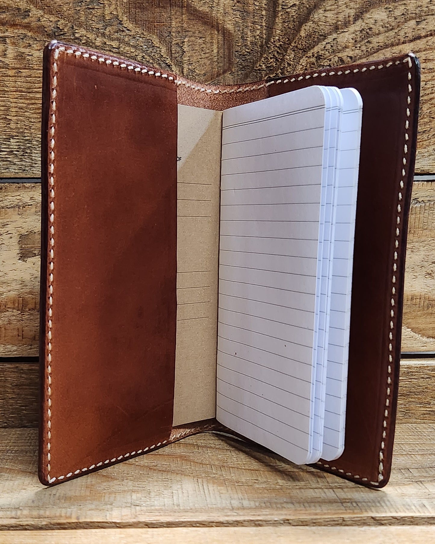 Field Notebook\ Tally Book Cover with Basket Weave Tooling in an Antique Finish