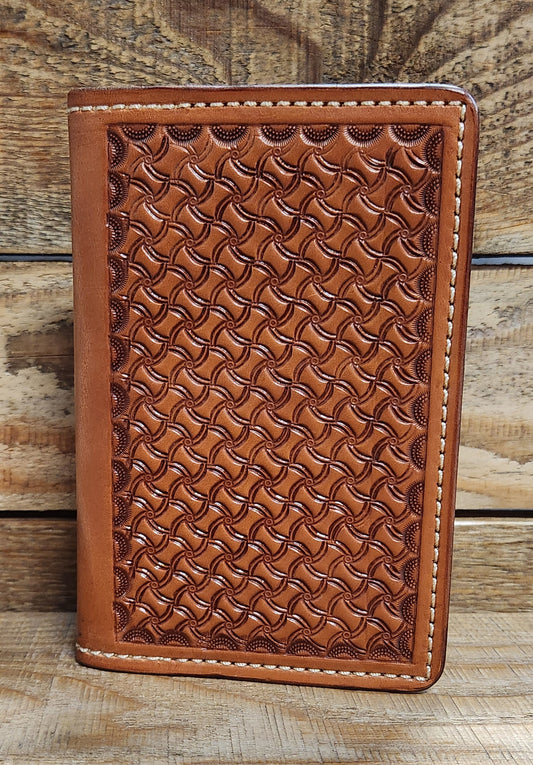 Field Notebook \ Tally Book Cover with Geometric Tooling in an Antique Finish