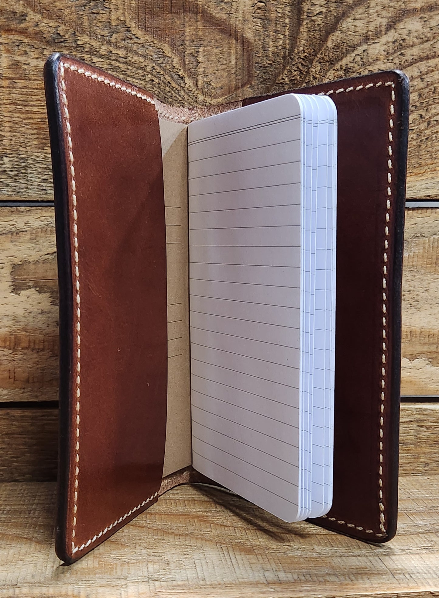 Field Notebook\ Tally Book Cover with Basket Weave Tooling in an Antique Finish