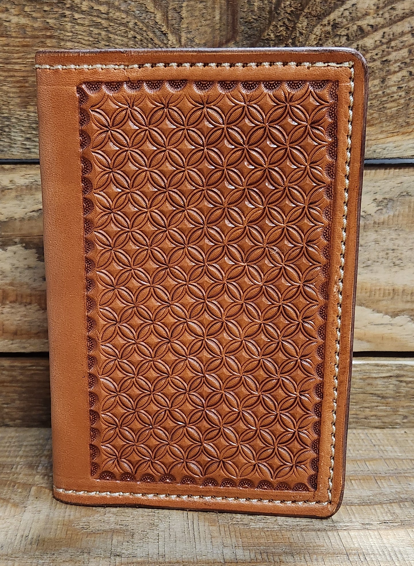 Field Notebook\ Tally Book Cover with Geometric Tooling in an Antique Finish