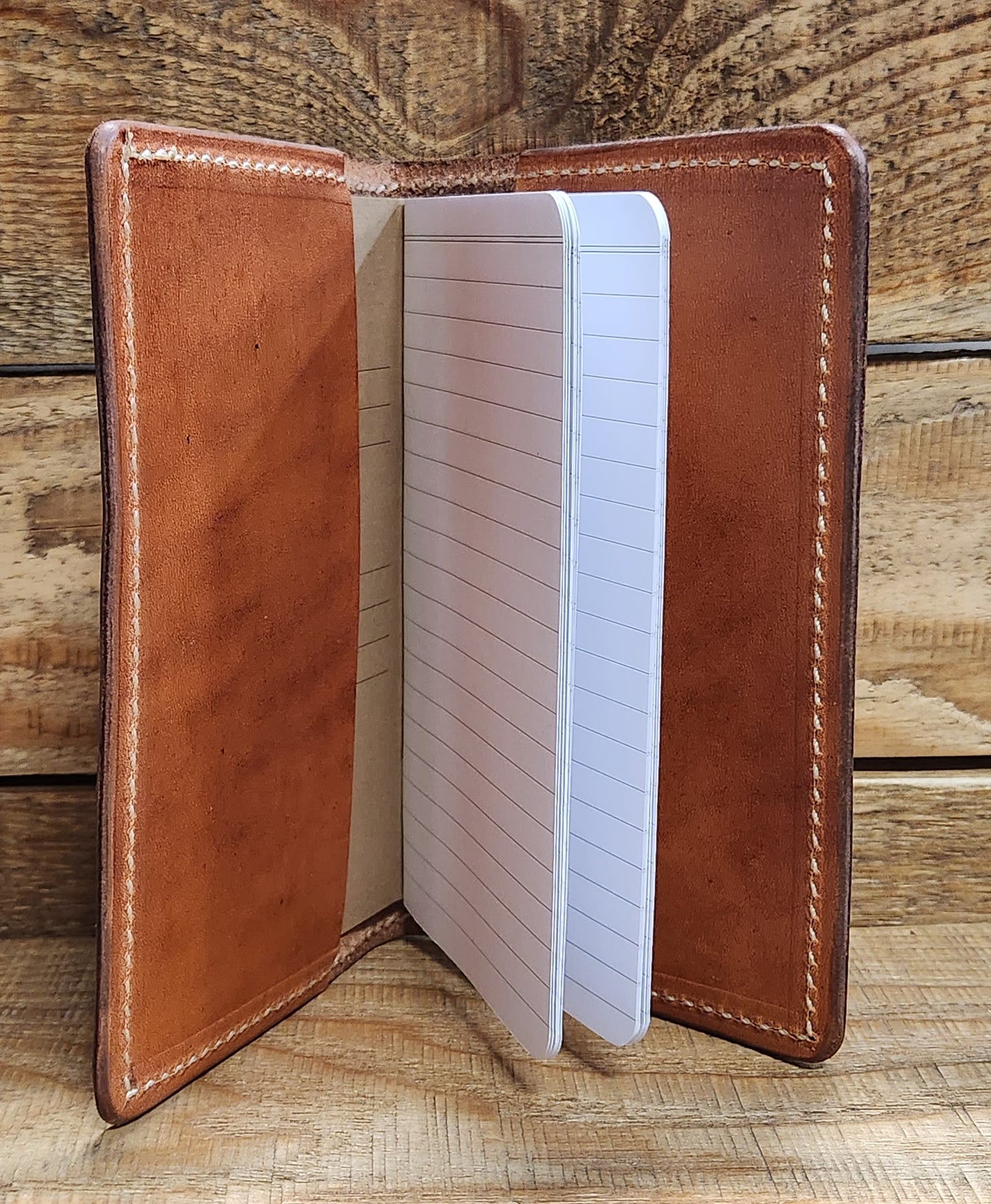 Field Notebook\ Tally Book Cover with Geometric Tooling in an Antique Finish