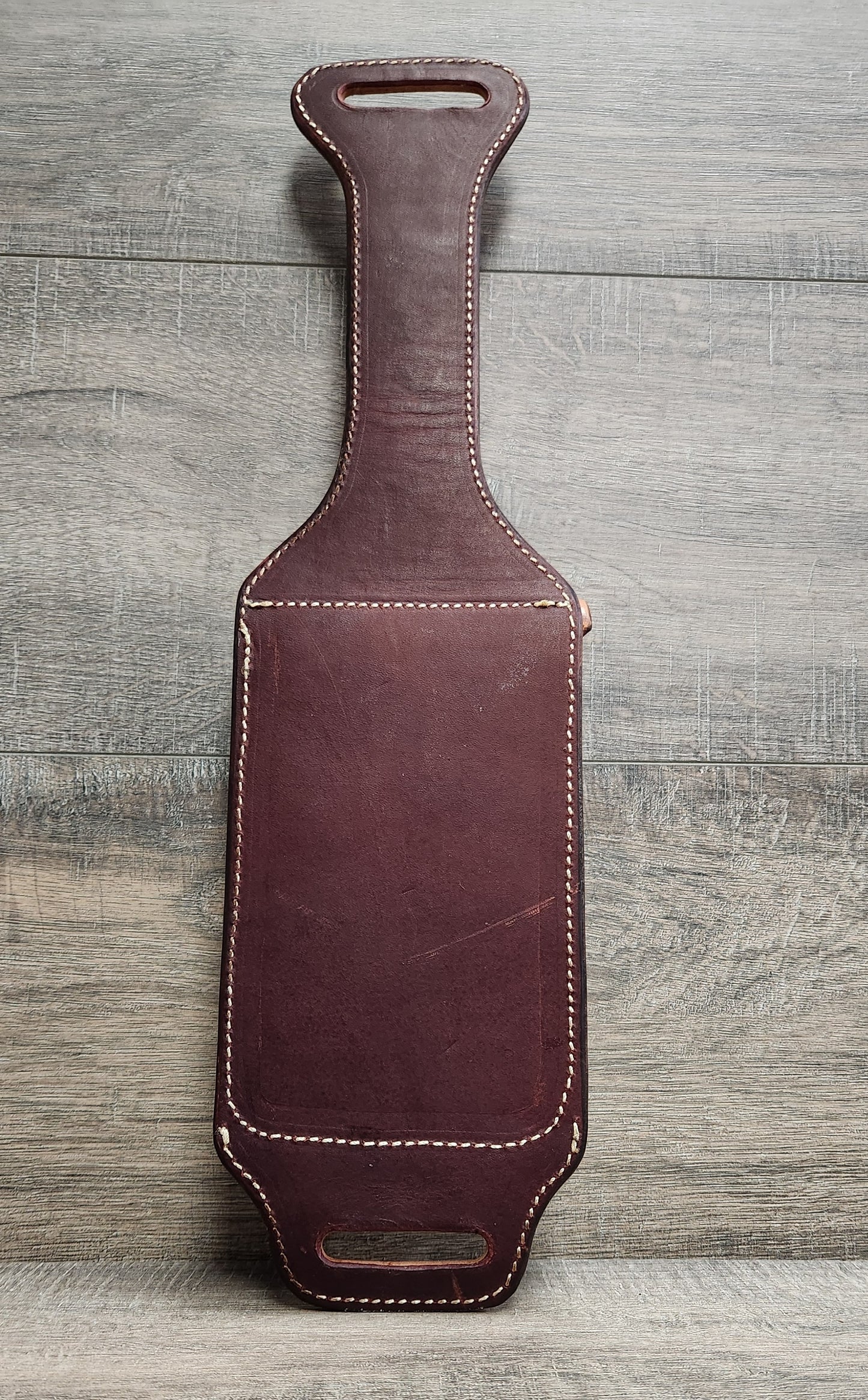 Leather Cell Phone/Utility Case for Saddle with a Basket Weave in a Tan Finish