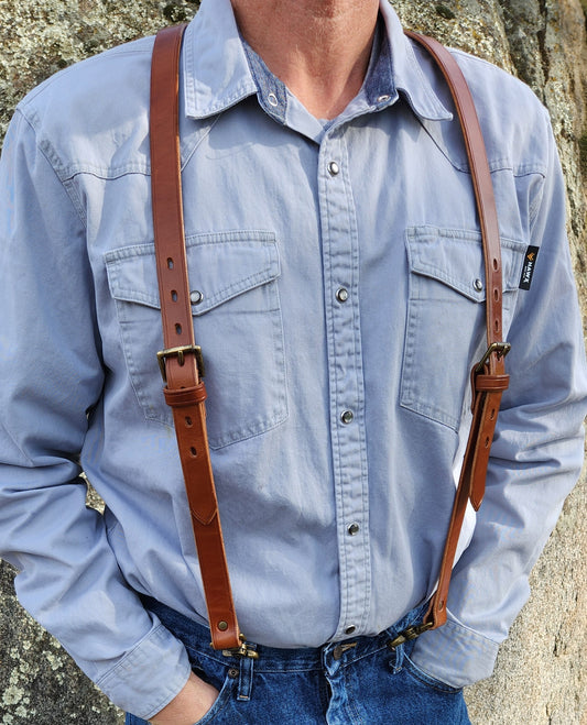 Leather Suspenders - 1" Width