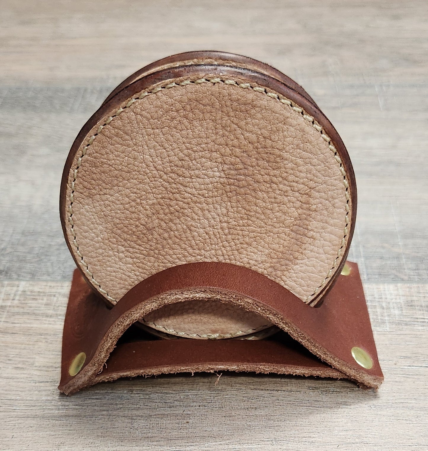 Leather Coaster Sets with Floral Tooling in a Tan Finish