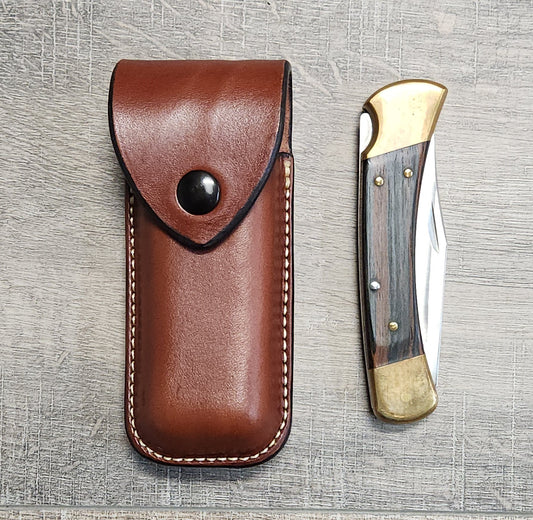 Leather Knife Case for Model 110 Folding Knife Plain Brown Finish