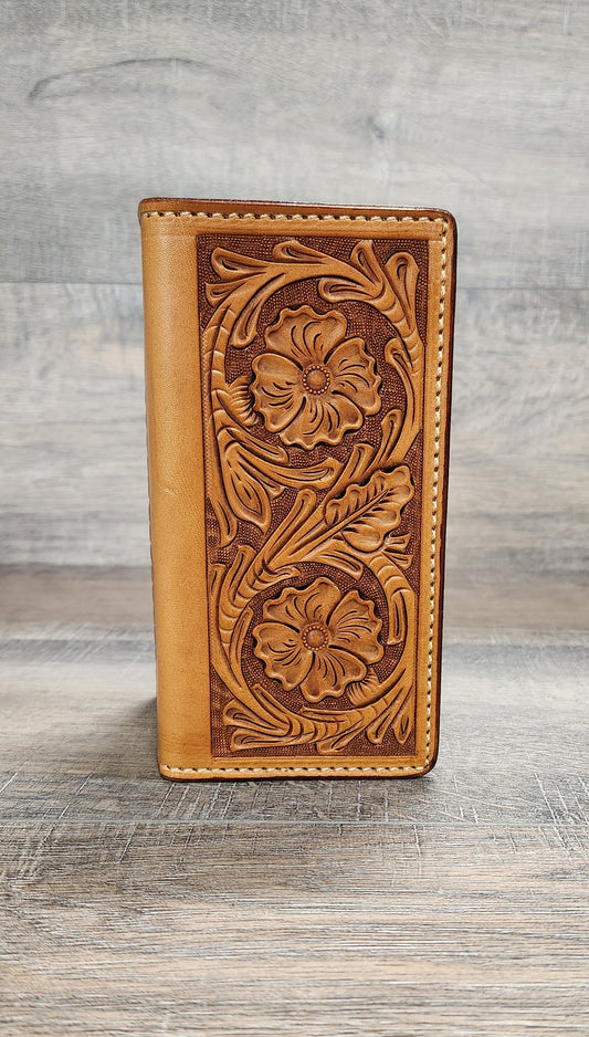 Leather Roper Wallet with Floral Tooling