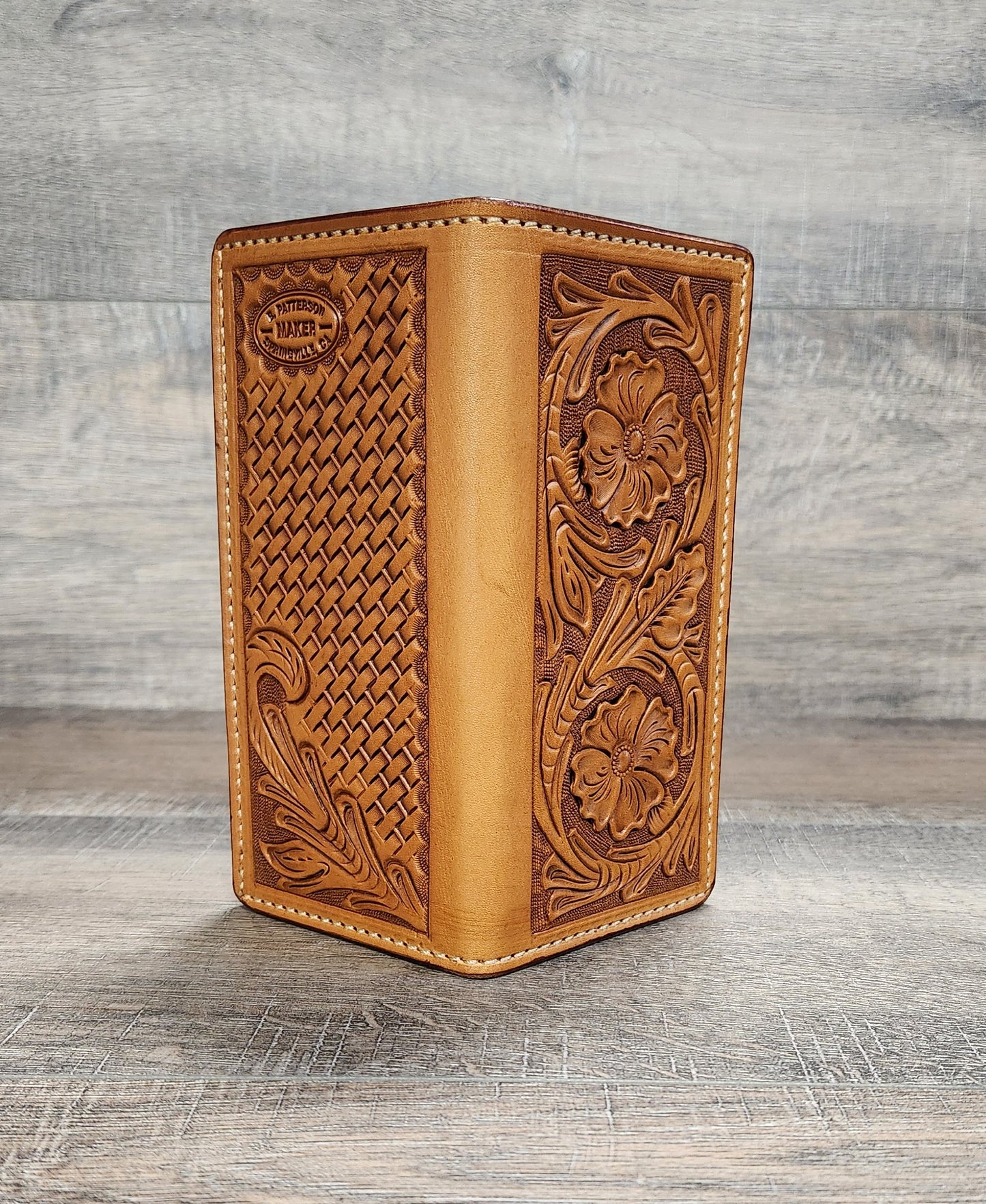 Leather Roper Wallet with Floral Tooling