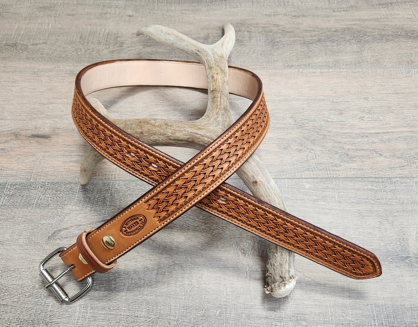 Geometric Tooled Leather Belt (WB103)