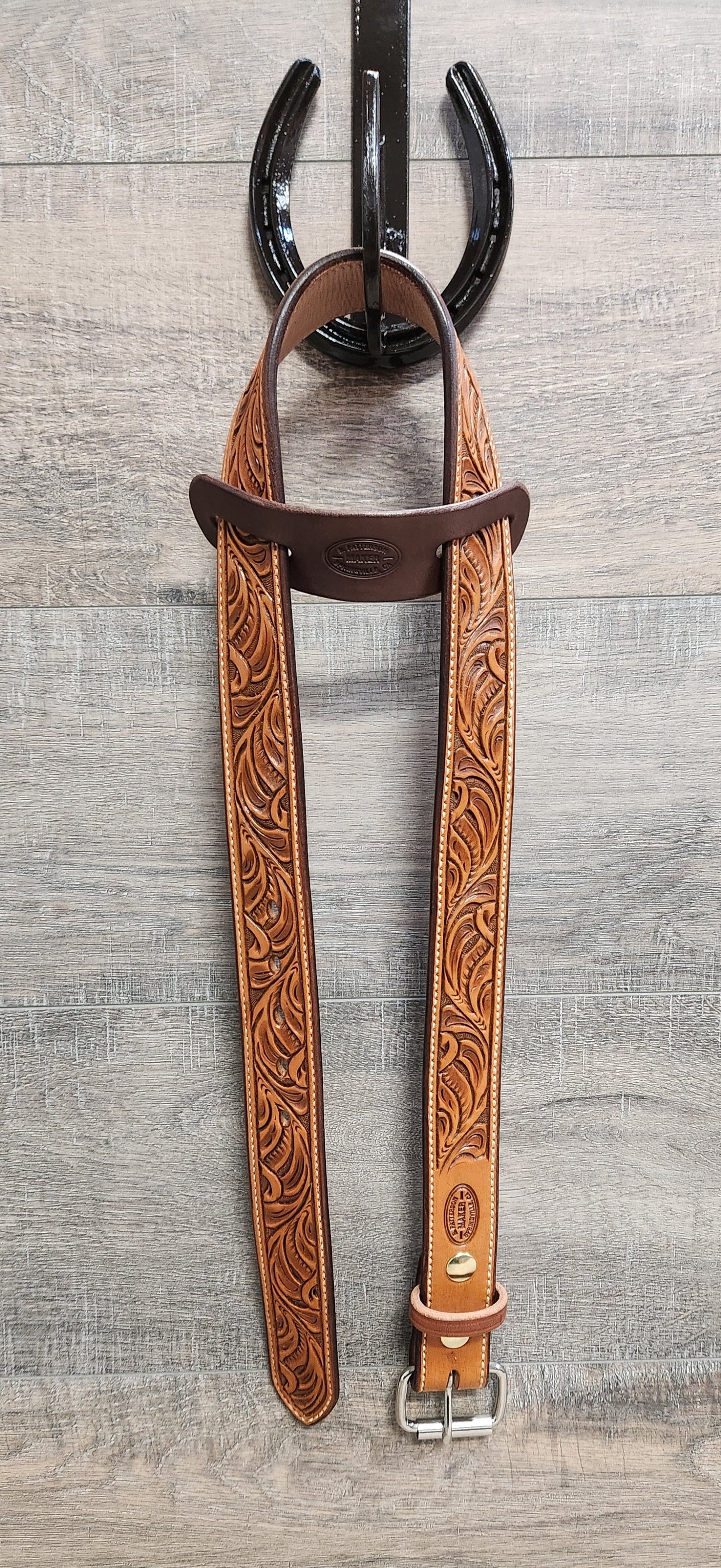 Floral Tooled Belt with Tan Finish - Size 35