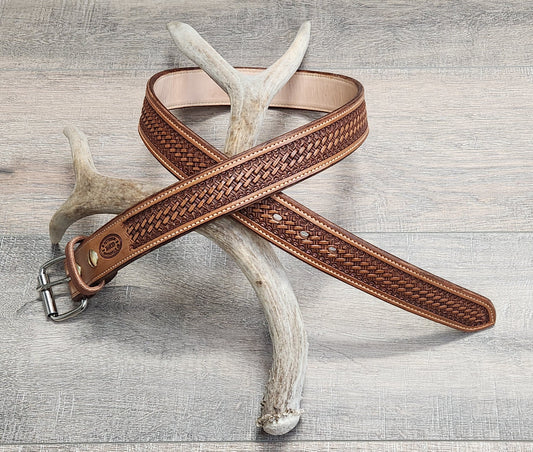 Geometric Tooled Leather Belt (WB120)