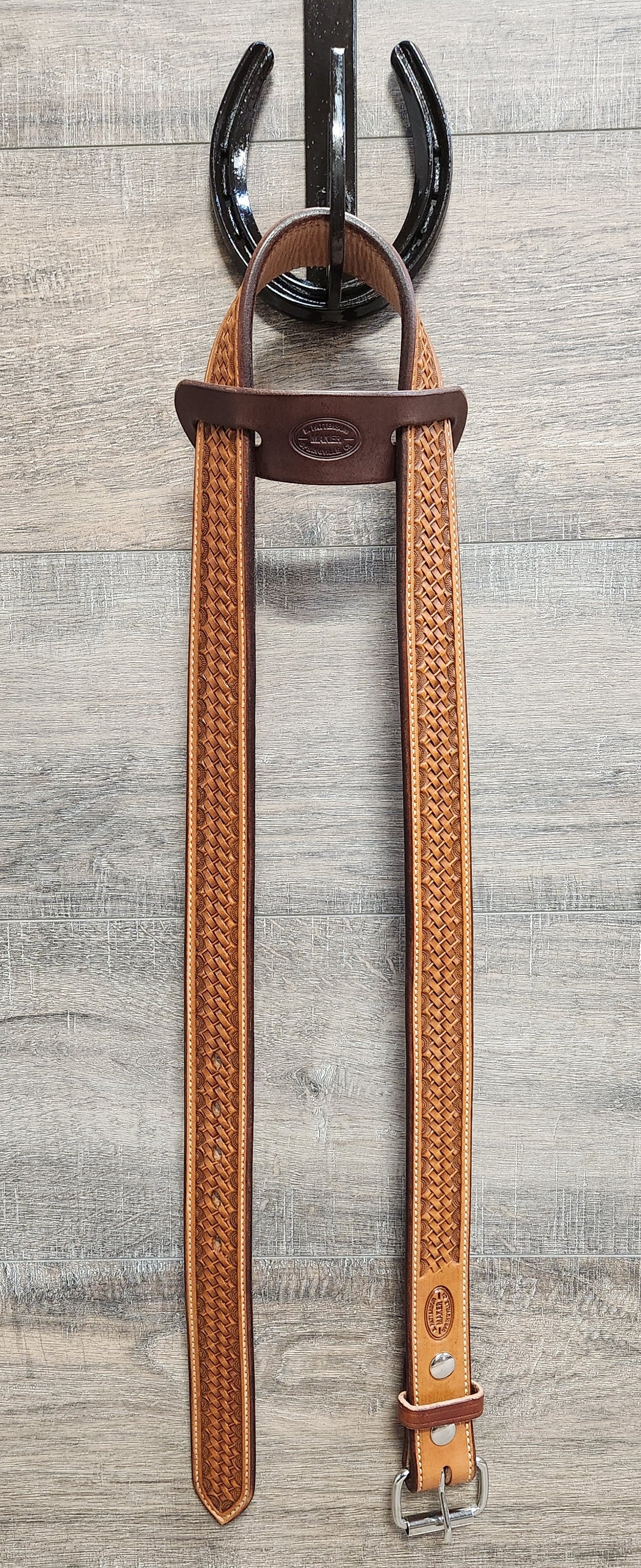 Basket Weave Tooled Belt with Tan Finish - Size 44