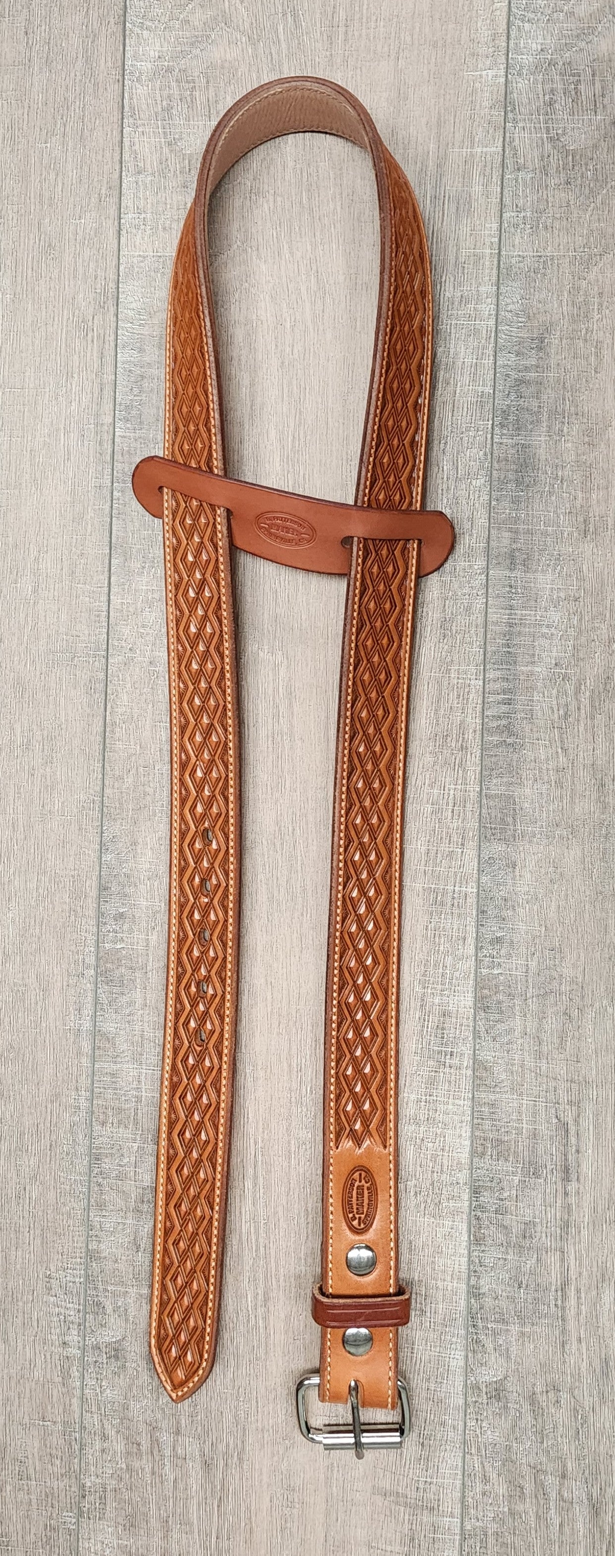 Geometric Tooled Belt with Tan Finish - Size 35