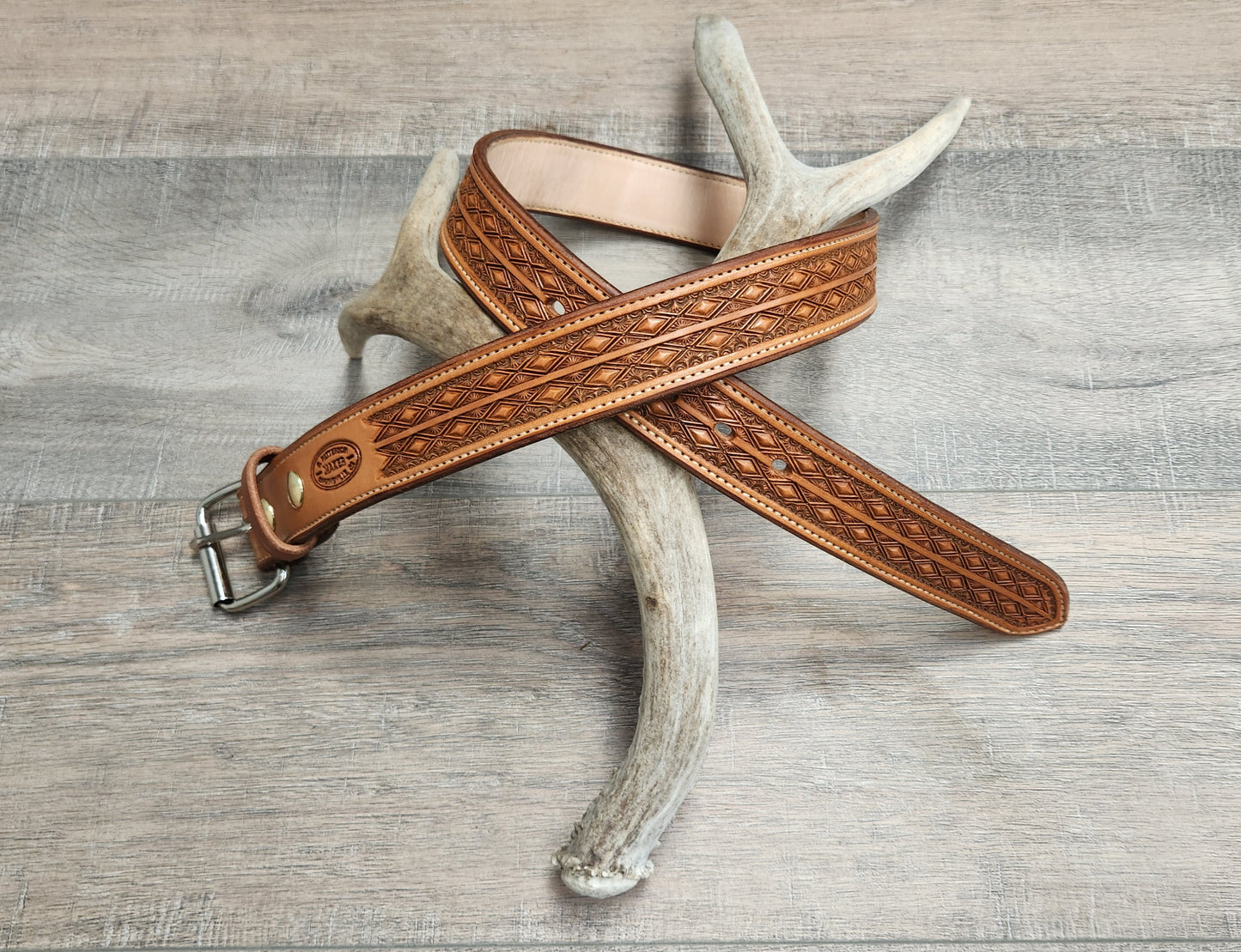 Geometric Tooled Leather Belt (WB156)