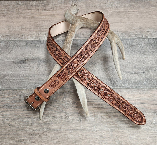 Floral Tooled Leather Belt (WB170)