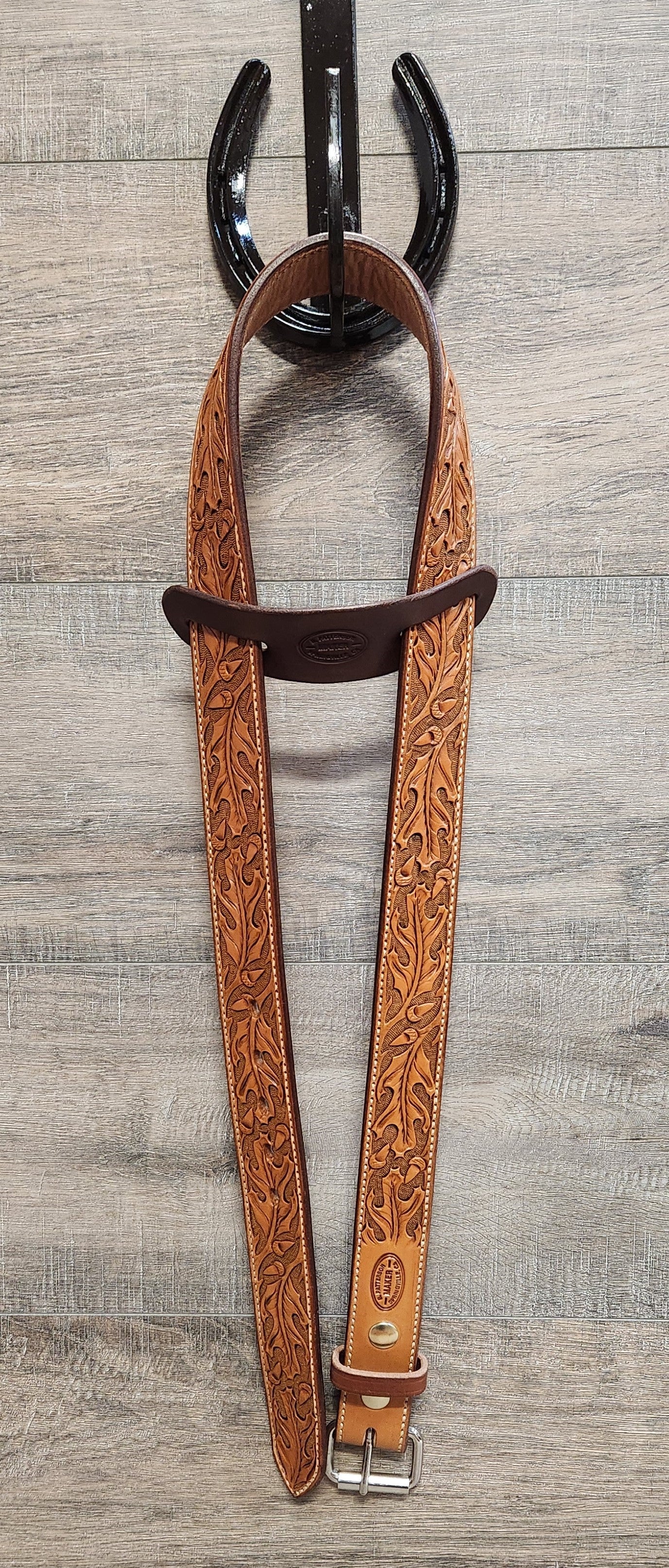 Oak Leaf & Acorn Tooled Belt with Tan Finish - Size 41