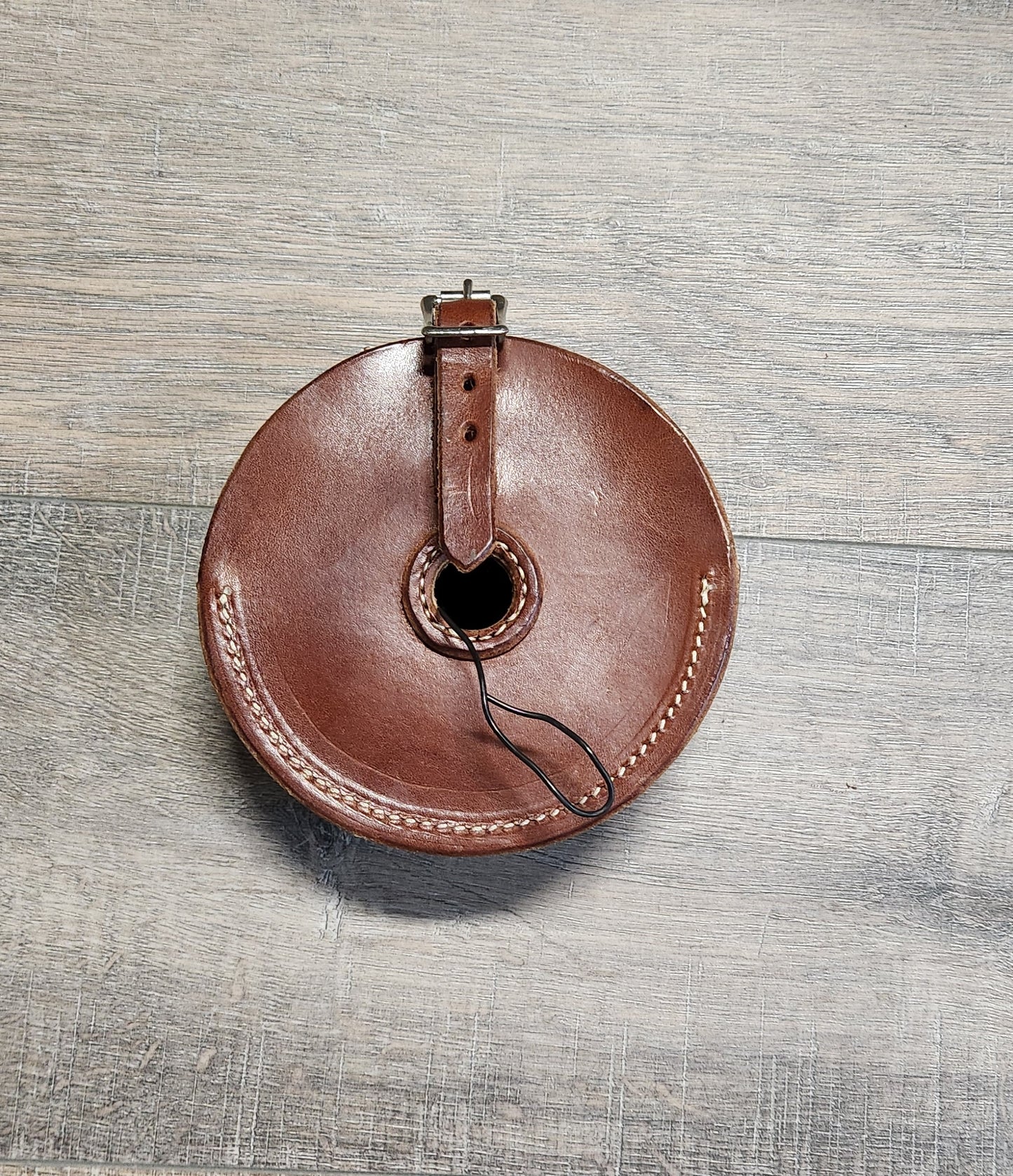 Leather Wire Roll Holder in a Brown Finish